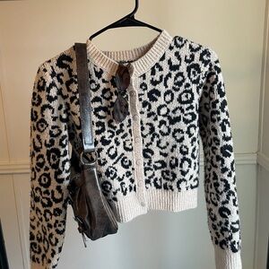 Leopard Print Cropped Cardigan